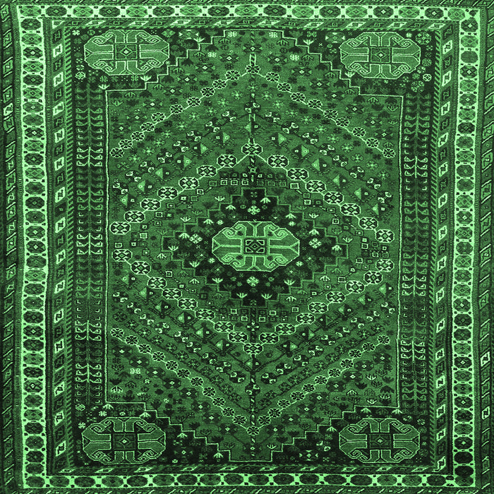 Square Persian Emerald Green Traditional Rug, tr890emgrn