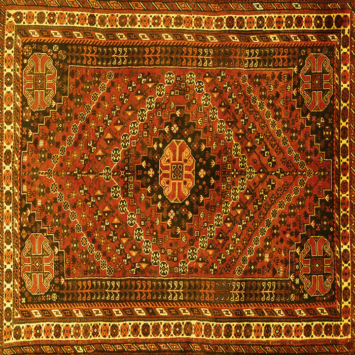 Square Machine Washable Persian Yellow Traditional Rug, wshtr890yw