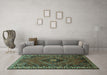 Machine Washable Persian Turquoise Traditional Area Rugs in a Living Room,, wshtr890turq