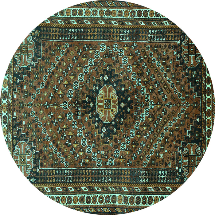 Round Persian Turquoise Traditional Rug, tr890turq