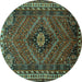 Round Persian Turquoise Traditional Rug, tr890turq