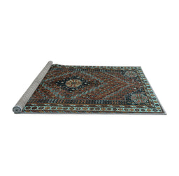 Sideview of Machine Washable Persian Light Blue Traditional Rug, wshtr890lblu