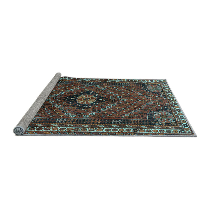 Sideview of Machine Washable Persian Light Blue Traditional Rug, wshtr890lblu