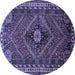 Round Machine Washable Persian Blue Traditional Rug, wshtr890blu