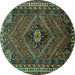 Round Machine Washable Persian Turquoise Traditional Area Rugs, wshtr890turq