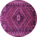 Round Machine Washable Persian Purple Traditional Area Rugs, wshtr890pur