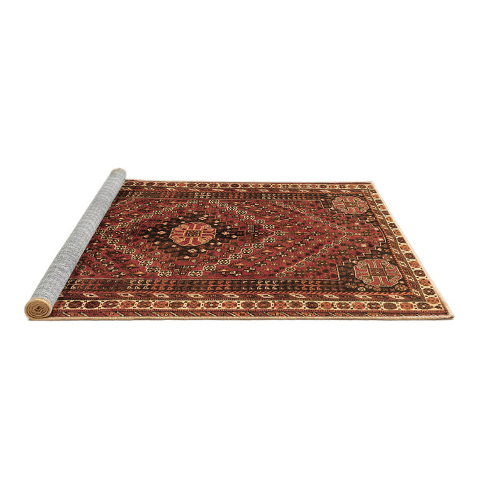 Sideview of Machine Washable Persian Brown Traditional Rug, wshtr890brn