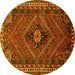 Round Persian Yellow Traditional Rug, tr890yw