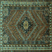 Square Machine Washable Persian Turquoise Traditional Area Rugs, wshtr890turq