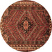 Round Machine Washable Persian Brown Traditional Rug, wshtr890brn