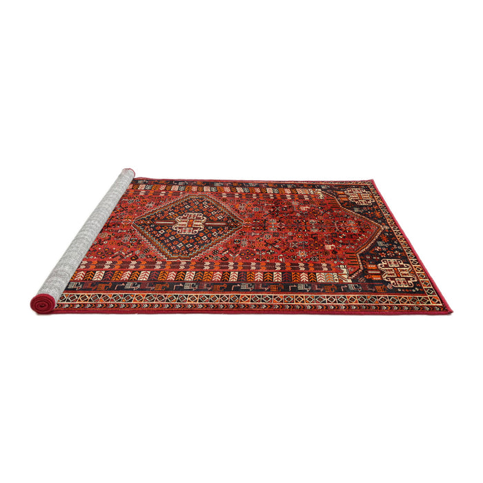 Sideview of Machine Washable Traditional Rust Pink Rug, wshtr891