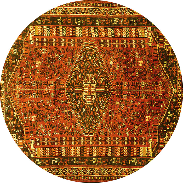 Round Persian Yellow Traditional Rug, tr891yw
