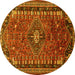 Round Persian Yellow Traditional Rug, tr891yw