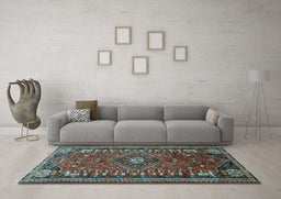 Machine Washable Persian Light Blue Traditional Rug in a Living Room, wshtr891lblu