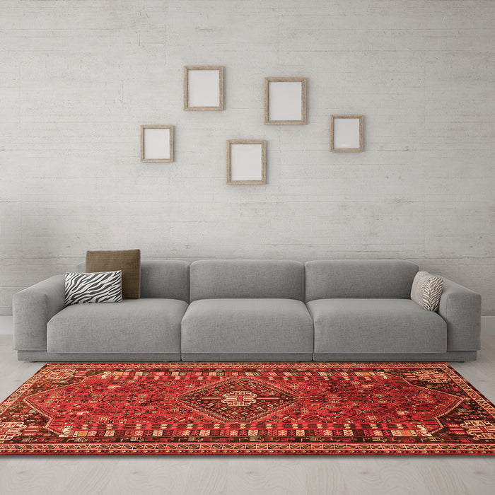 Machine Washable Persian Orange Traditional Area Rugs in a Living Room, wshtr891org