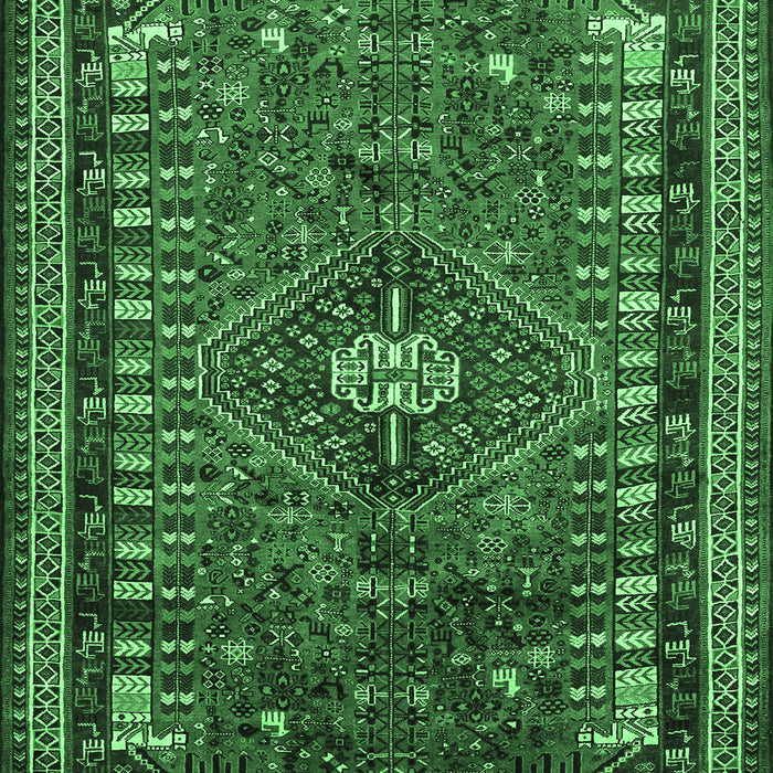 Machine Washable Persian Emerald Green Traditional Area Rugs, wshtr891emgrn