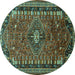 Round Persian Turquoise Traditional Rug, tr891turq