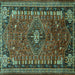 Square Persian Turquoise Traditional Rug, tr891turq