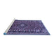 Sideview of Machine Washable Persian Blue Traditional Rug, wshtr891blu