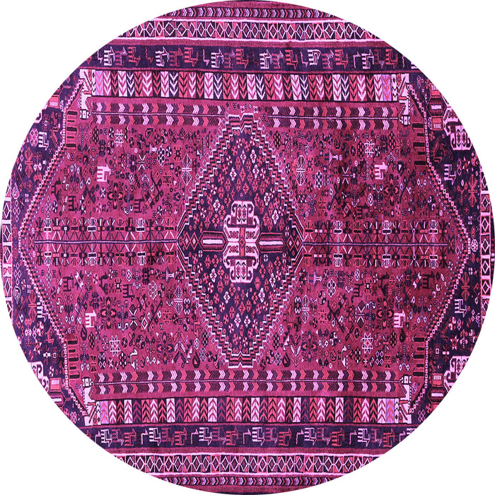 Round Machine Washable Persian Purple Traditional Area Rugs, wshtr891pur