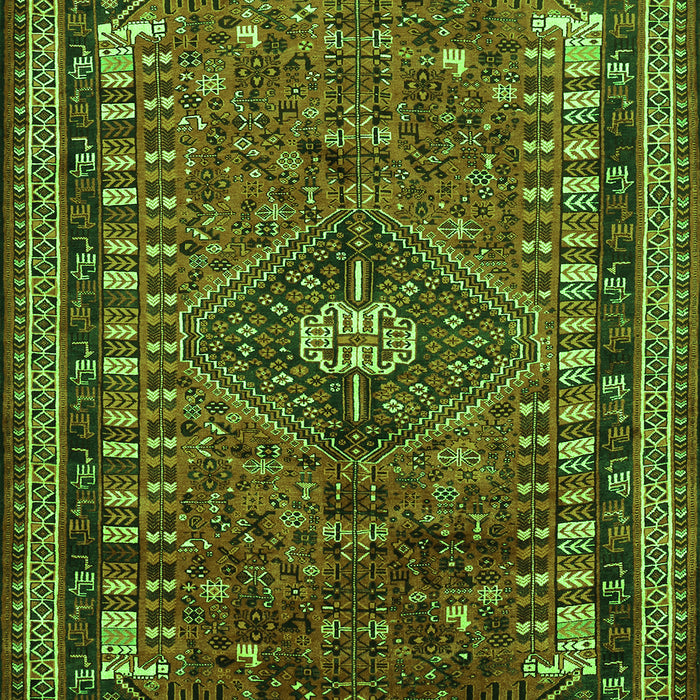 Serging Thickness of Machine Washable Persian Green Traditional Area Rugs, wshtr891grn