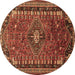 Round Persian Brown Traditional Rug, tr891brn