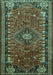 Machine Washable Persian Turquoise Traditional Area Rugs, wshtr891turq
