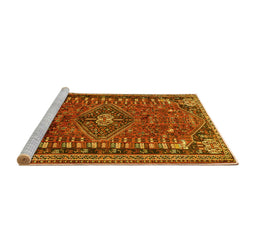 Sideview of Machine Washable Persian Yellow Traditional Rug, wshtr891yw