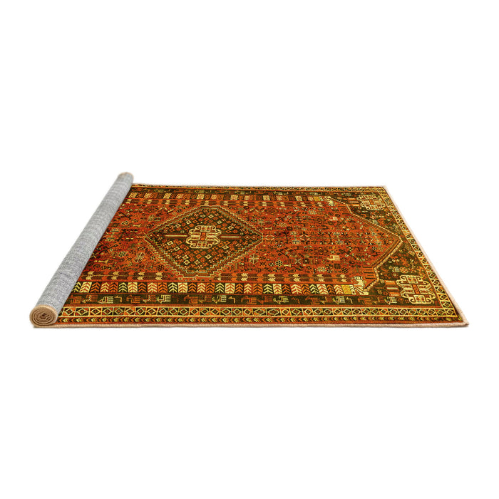 Sideview of Machine Washable Persian Yellow Traditional Rug, wshtr891yw