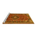 Sideview of Machine Washable Persian Yellow Traditional Rug, wshtr891yw