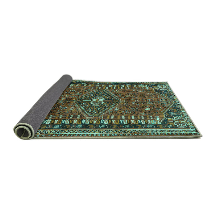 Sideview of Persian Turquoise Traditional Rug, tr891turq