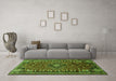 Machine Washable Persian Green Traditional Area Rugs in a Living Room,, wshtr891grn