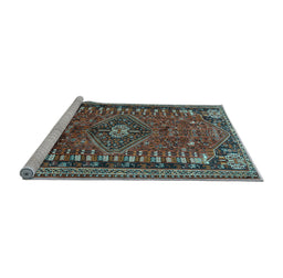 Sideview of Machine Washable Persian Light Blue Traditional Rug, wshtr891lblu