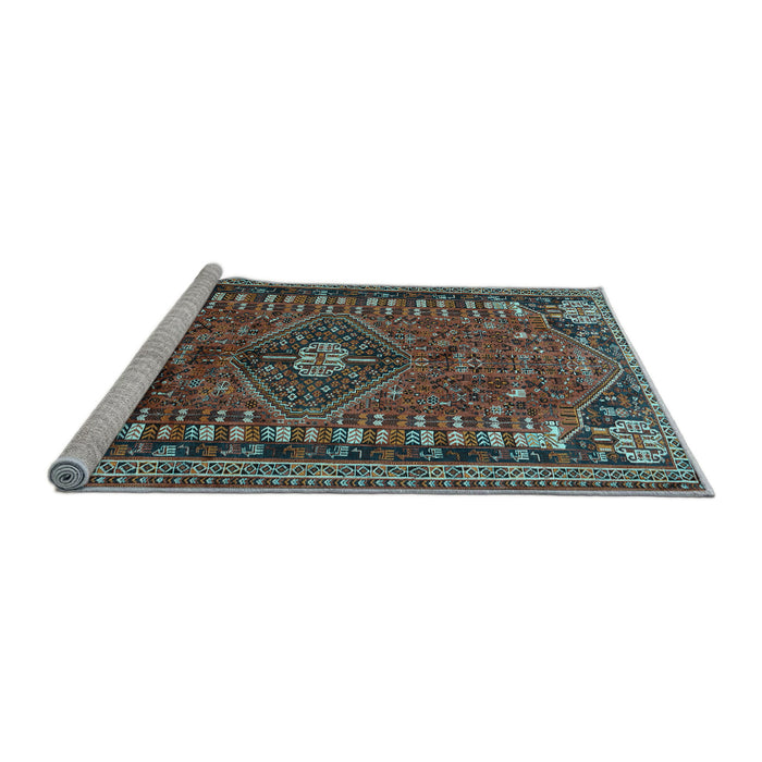 Sideview of Machine Washable Persian Light Blue Traditional Rug, wshtr891lblu