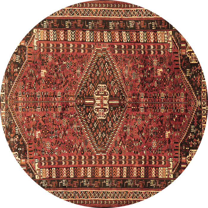Round Machine Washable Persian Brown Traditional Rug, wshtr891brn