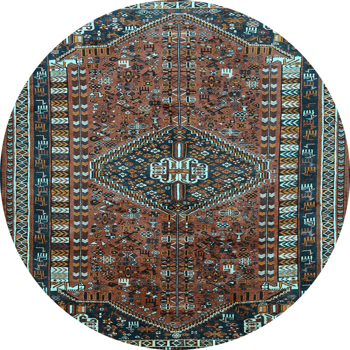 Round Machine Washable Persian Light Blue Traditional Rug, wshtr891lblu