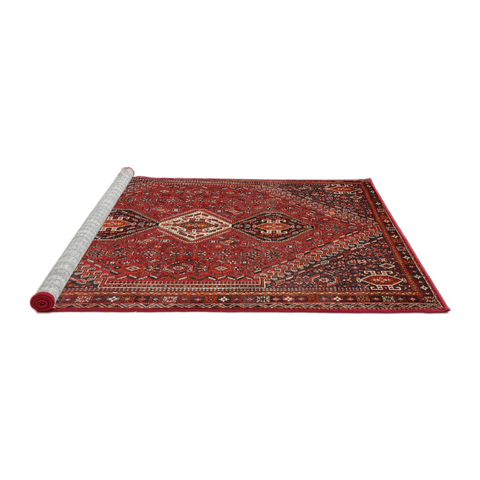 Sideview of Machine Washable Traditional Rust Pink Rug, wshtr892