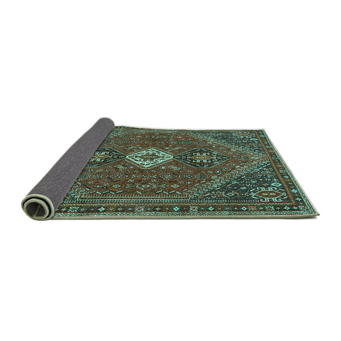 Sideview of Persian Turquoise Traditional Rug, tr892turq