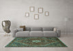 Machine Washable Persian Turquoise Traditional Area Rugs in a Living Room,, wshtr892turq