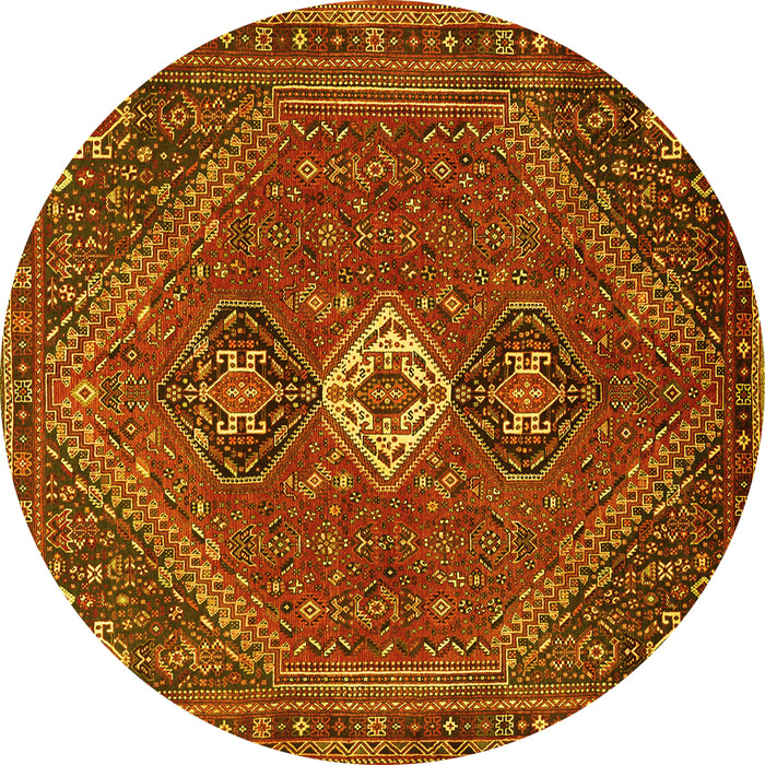 Round Persian Yellow Traditional Rug, tr892yw
