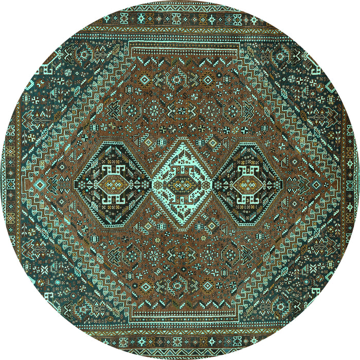 Round Machine Washable Persian Turquoise Traditional Area Rugs, wshtr892turq