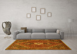 Machine Washable Persian Yellow Traditional Rug in a Living Room, wshtr892yw