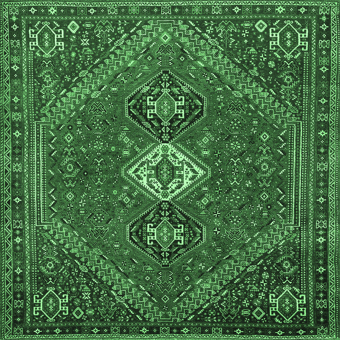 Square Persian Emerald Green Traditional Rug, tr892emgrn