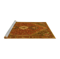 Sideview of Machine Washable Persian Yellow Traditional Rug, wshtr892yw