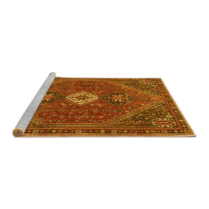 Sideview of Machine Washable Persian Yellow Traditional Rug, wshtr892yw
