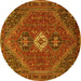 Round Machine Washable Persian Yellow Traditional Rug, wshtr892yw