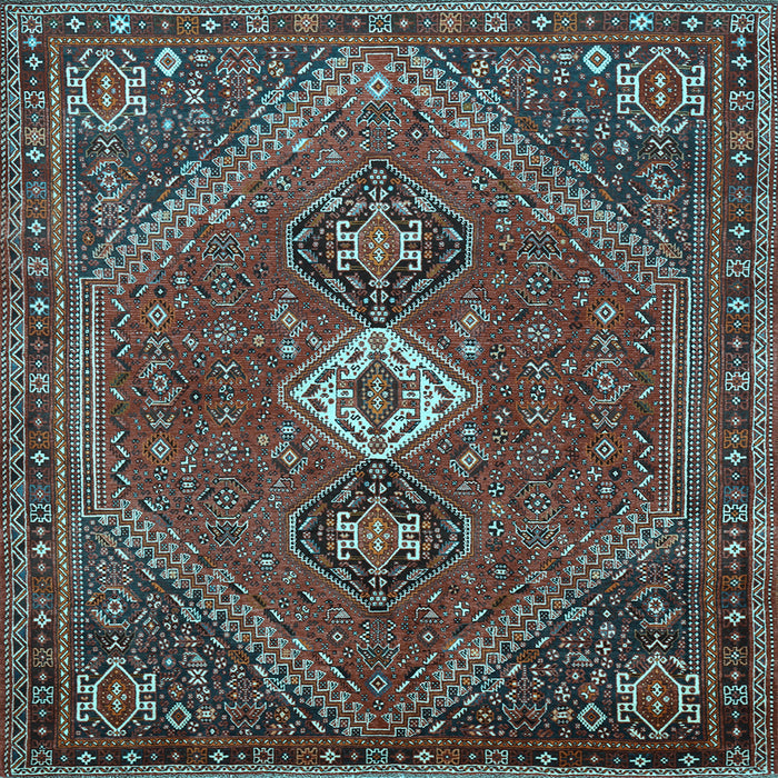Square Machine Washable Persian Light Blue Traditional Rug, wshtr892lblu