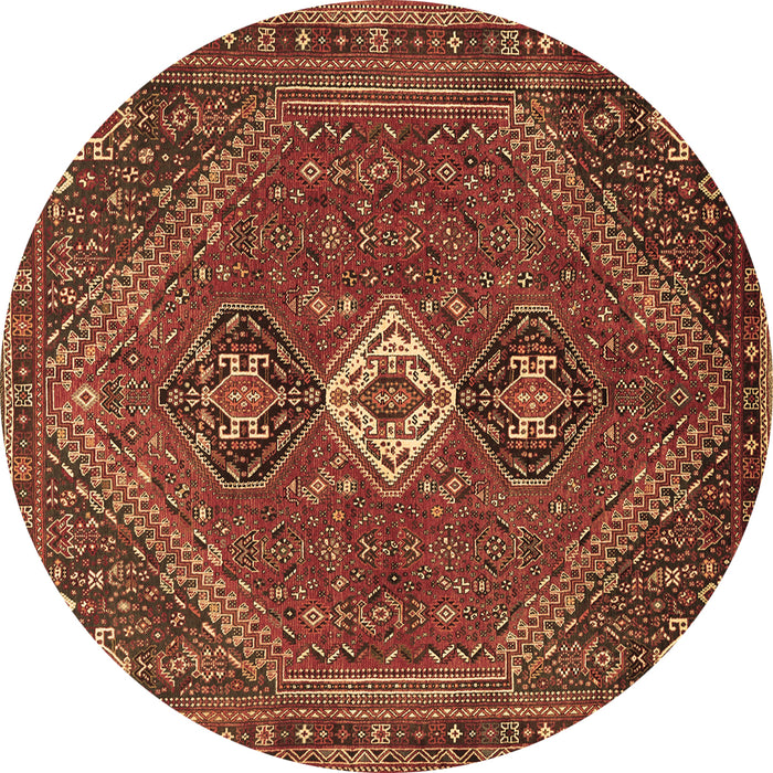 Round Persian Brown Traditional Rug, tr892brn