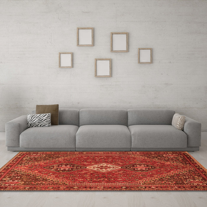 Machine Washable Persian Orange Traditional Area Rugs in a Living Room, wshtr892org
