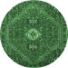 Round Persian Emerald Green Traditional Rug, tr892emgrn